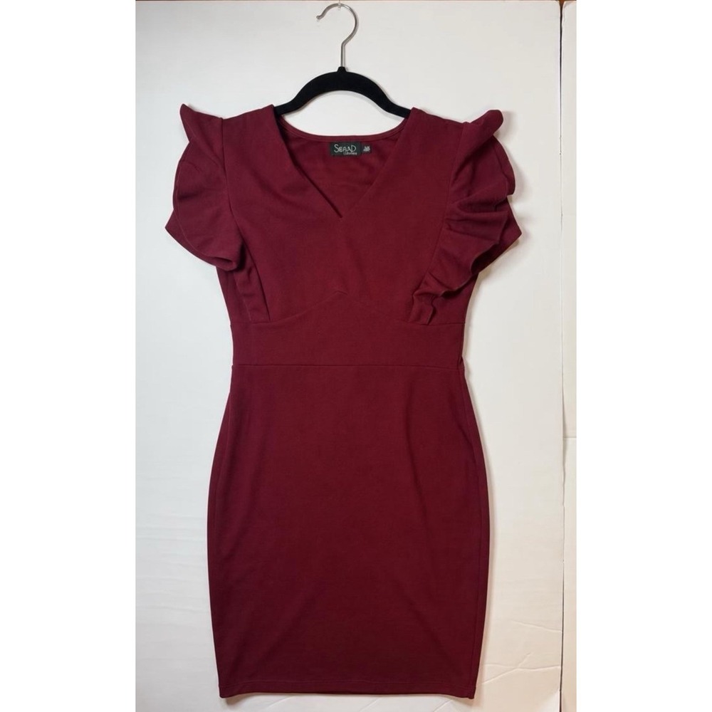 Stefano Di Roma Dress Women's Size Medium Burgundy Form Fitting Body Con